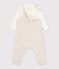 Babies' plain dungarees and body set in cotton with a collar Ecru/ecru