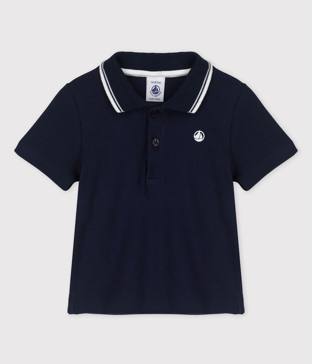 Baby Boys' Short-Sleeved Ribbed Polo Shirt SMOKING