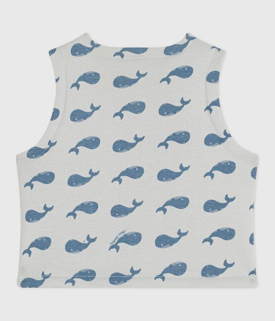 Babies' sleeveless reversible whale-print cotton cardigan CO2 /ADRIATIC
