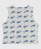 Babies' sleeveless reversible whale-print cotton cardigan CO2 /ADRIATIC