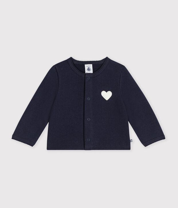 Babies' plain cotton cardigan with a heart badge SOIR