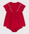 Babies' short-sleeved plain cotton dress with matching bloomers TERKUIT red