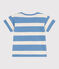 Babies' short-sleeved stripy cotton T-shirt ALASKA blue/AVALANCHE