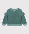 Girls' plain terry velour sweatshirt BRUT green