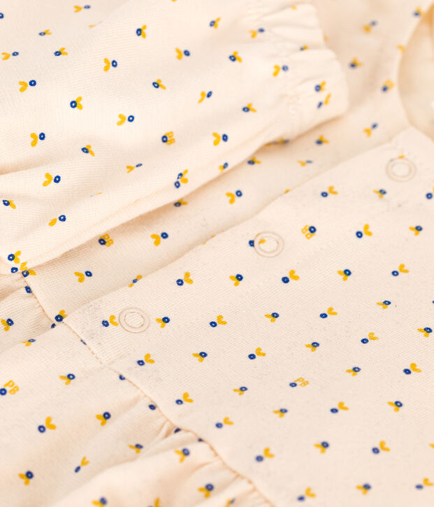 Babies' sleeveless dress and bloomers in lightweight jersey Ecru/multicolor