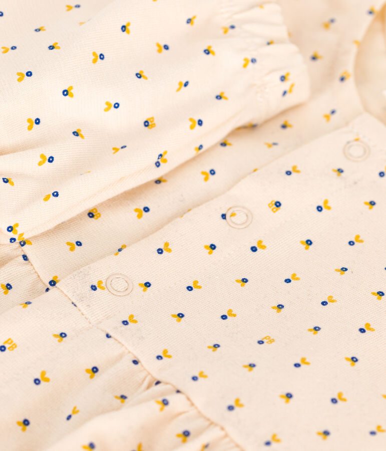 Babies' sleeveless dress and bloomers in lightweight jersey Ecru/multicolor