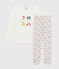 Girls' High-waisted Pyjamas in Brushed Terry Towelling MARSHMALLOW white/MULTICO white