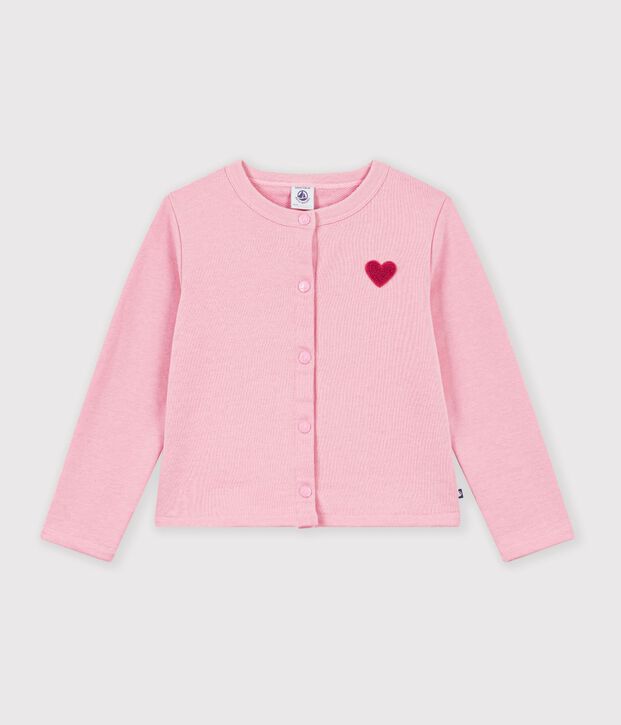 Children's plain cotton cardigan pink