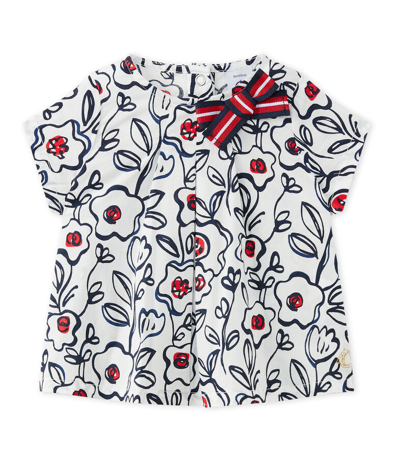 Baby girl's poplin blouse. MARSHMALLOW white/MULTICO white