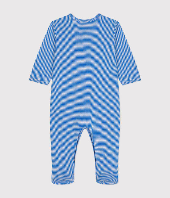 Babies' Stripy Cotton Pyjamas DELPHINIUM /MARSHMALLOW