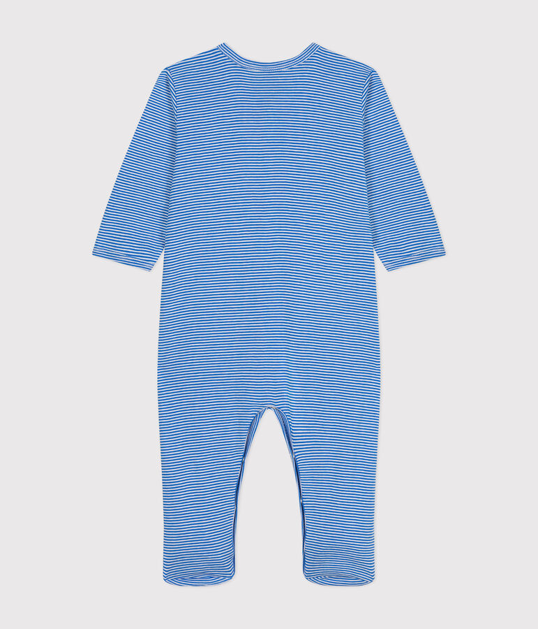 Babies' Stripy Cotton Pyjamas DELPHINIUM /MARSHMALLOW