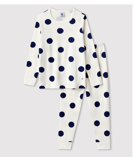 Unisex Graphic Print Organic Cotton Pyjamas MARSHMALLOW white/MEDIEVAL blue