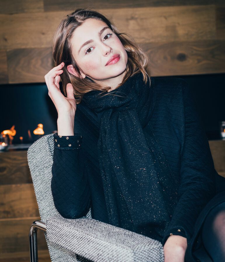 Women's Shiny Scarf black/yellow