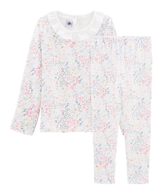 Girls' Tube Knit Pyjamas MARSHMALLOW white/MULTICO white