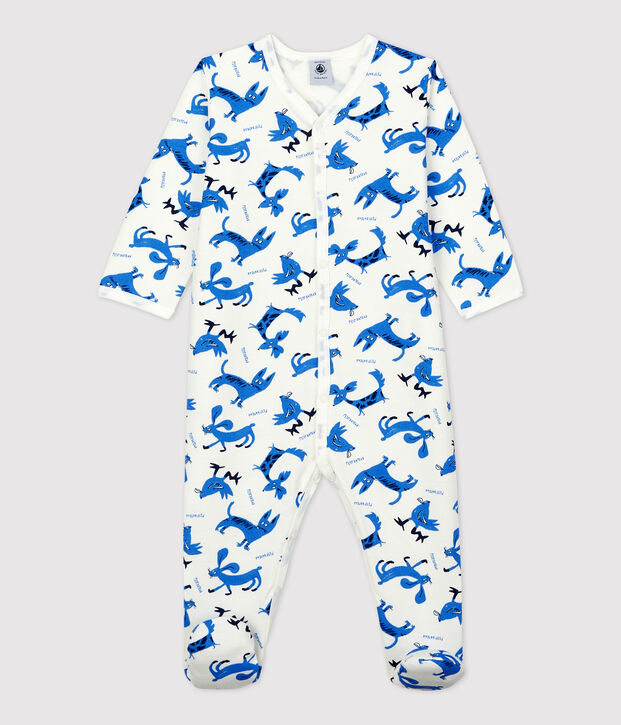 Babies' Decorative Print Fleece Sleepsuit white/multicolor