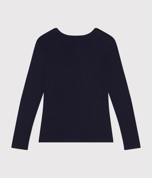 Women's plain long-sleeved iconic rib knit T-shirt SMOKING