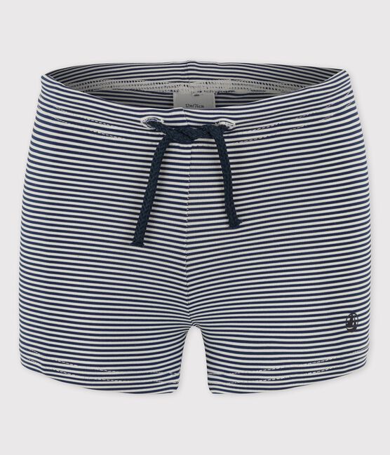Babies' Recycled Fabric Swim Shorts MEDIEVAL blue/MARSHMALLOW white