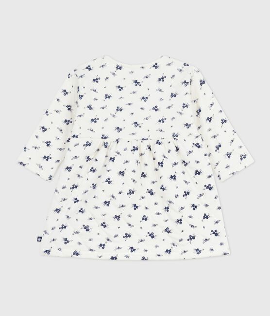 Babies' long sleeved floral-print cotton dress MILK blue/SOIR