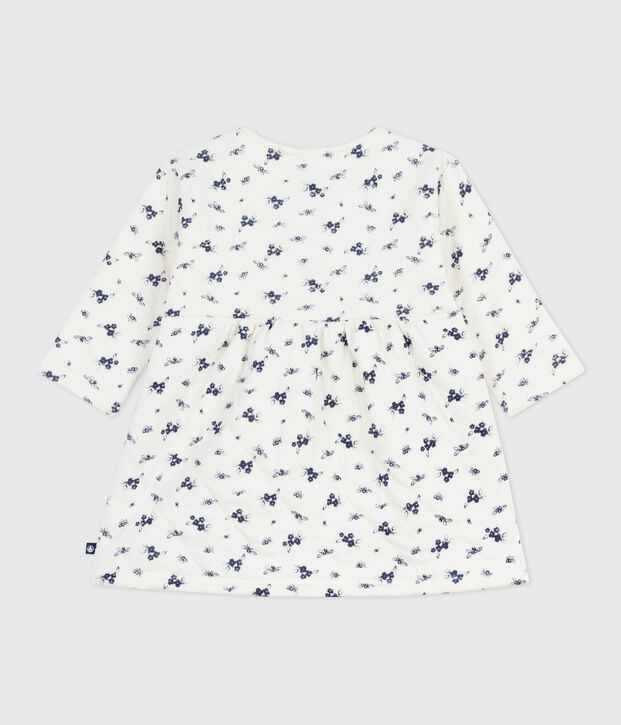 Babies' long sleeved floral-print cotton dress blue/blue
