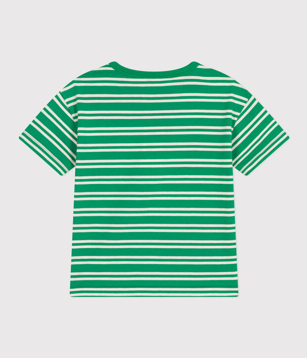 Boys' Stripy Jersey T-shirt green/ecru