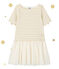 Girl's dual fabric dress with shiny stripes COQUILLE beige/LUREX DORE yellow