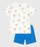 Children's short surfer print cotton pyjamas MARSHMALLOW white/MULTICO white