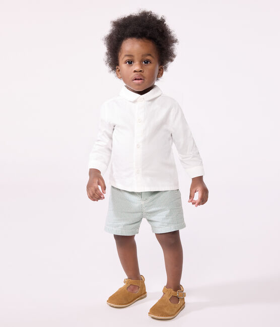 Babies' plain cotton shirt ECUME white