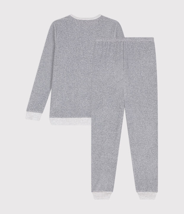 Junior plain velour pyjamas CALCE = FUMEE CHINE