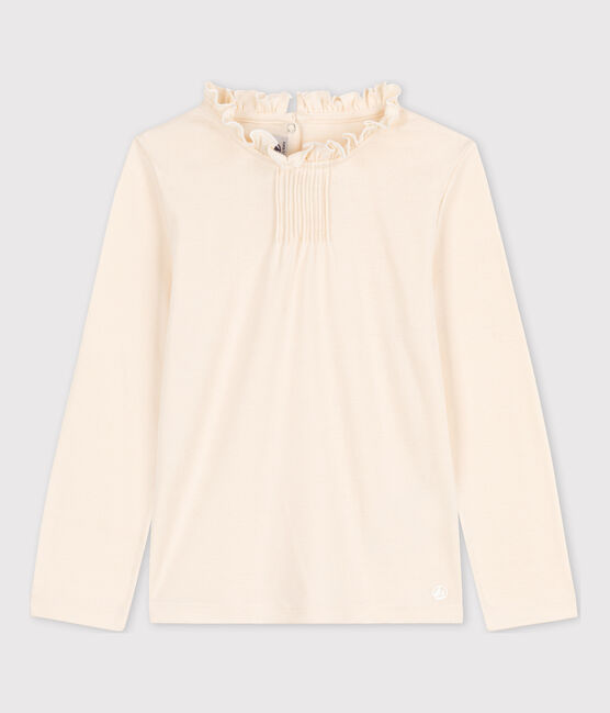 Girls' Long-sleeved Cotton T-Shirt AVALANCHE Ecru