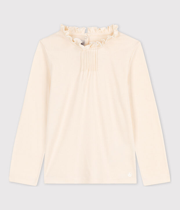 Girls' Long-sleeved Cotton T-Shirt Ecru