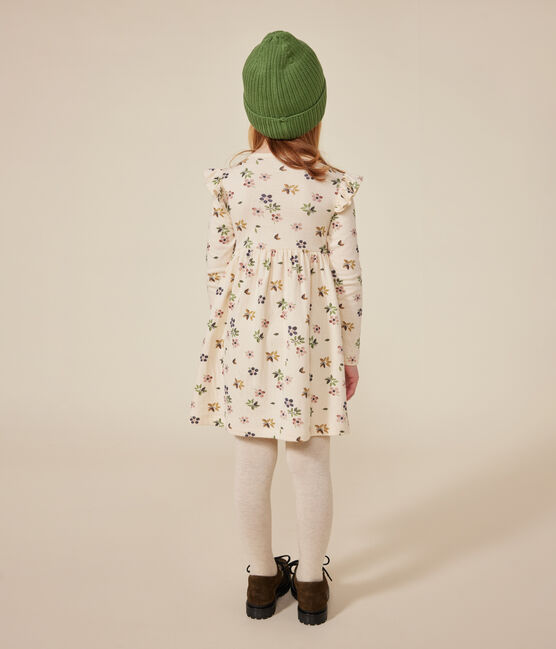 Girls' long-sleeved tube knit dress AVALANCHE white/MULTICO