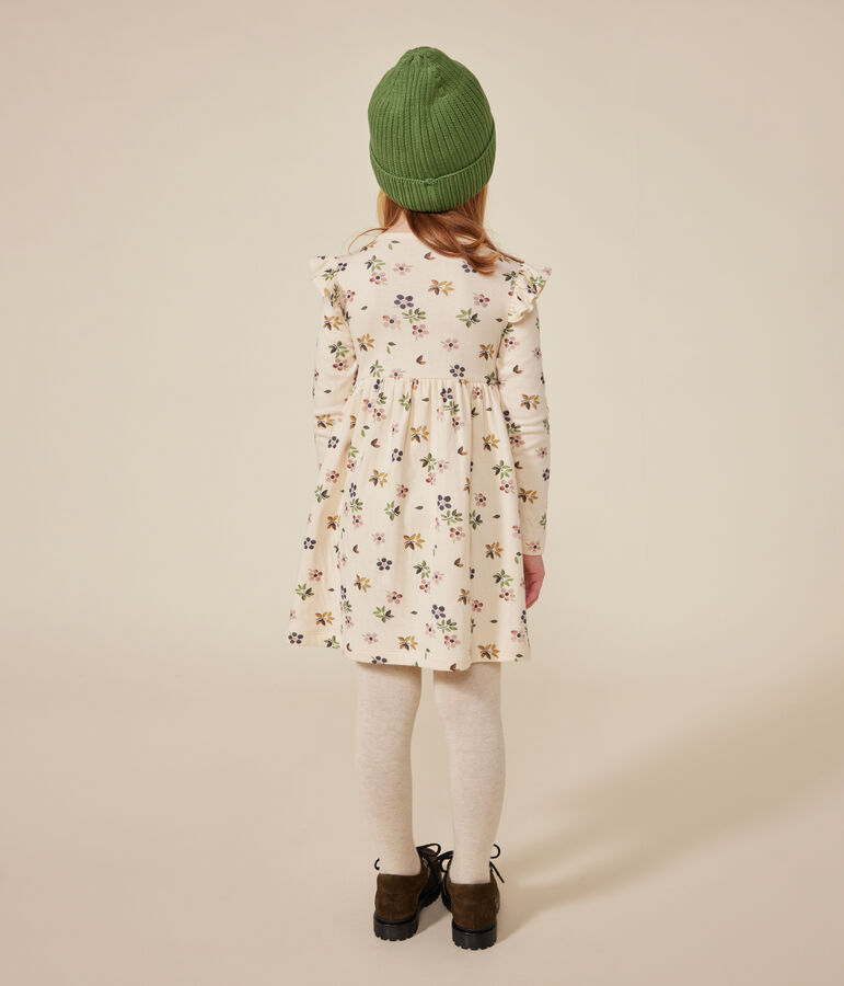 Girls' long-sleeved tube knit dress Ecru/multicolor