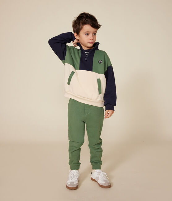 Little boys' shawl collar fleece sweatshirt AVALANCHE white/MULTICO