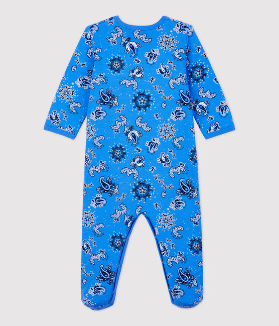 Babies' Bandanna Themed Organic Cotton Sleepsuit BRASIER blue/MULTICO white