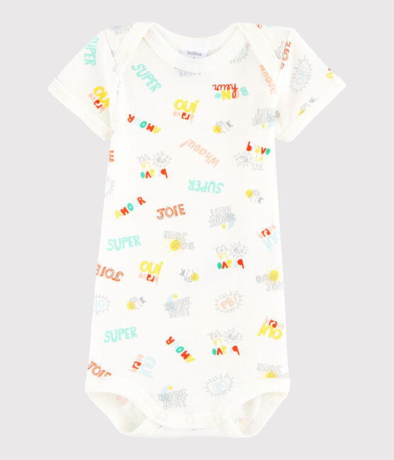 Unisex Babies' Short-Sleeved Bodysuit MARSHMALLOW white/MULTICO white