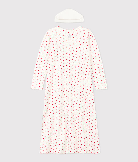 Girls' Velour Nightdress and Heart Tiara MARSHMALLOW white/TERKUIT red