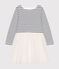 Girls' dress in tube knit and tulle MARSHMALLOW white/MULTICO white