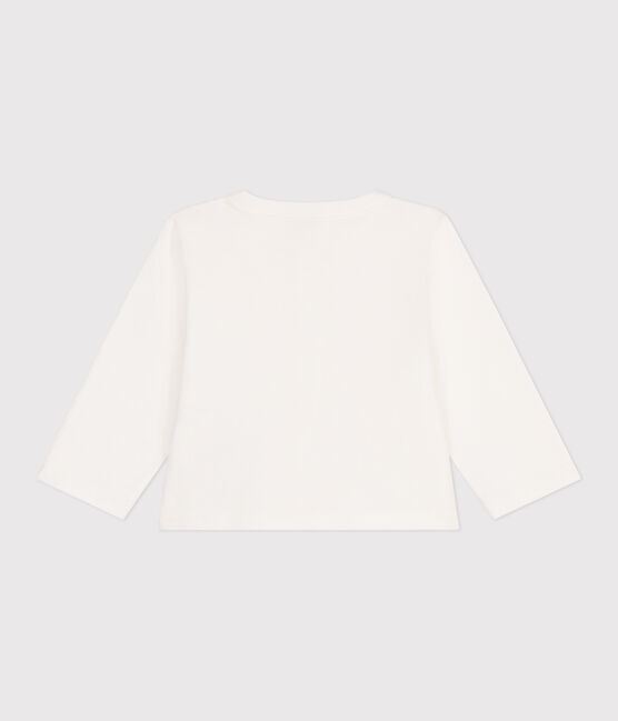 Babies' plain cotton cardigan MARSHMALLOW white