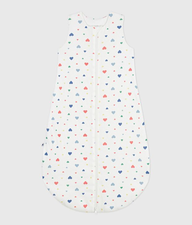 Babies' 2 TOG heart-print cotton sleeping bag white/multicolor