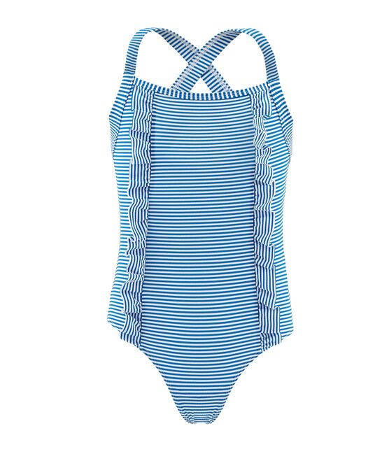 Girls' One-Piece Swimsuit RIYADH blue/MARSHMALLOW white