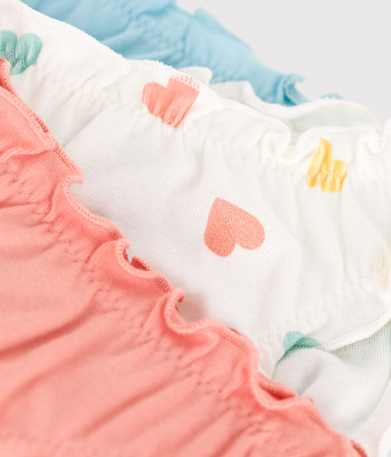 Children's frilly heart-print cotton knickers - 3-Pack multicolor