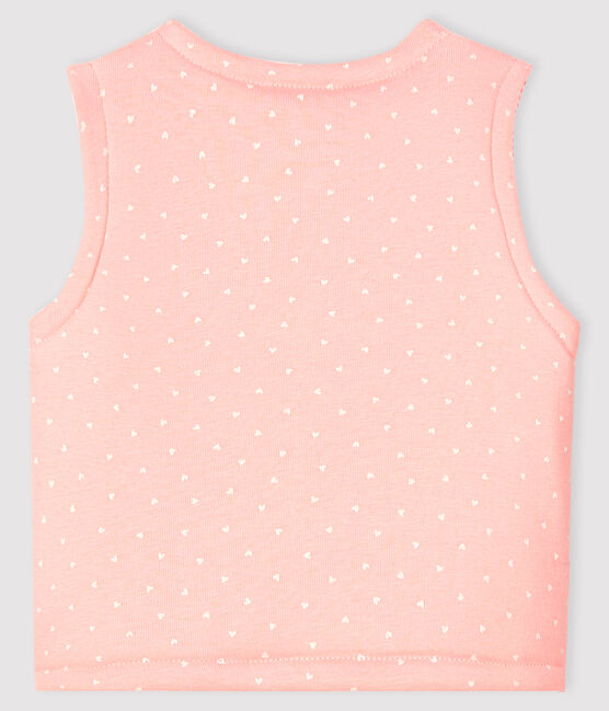 Baby Girls' Reversible Sleeveless Vest in Padded Rib Knit MINOIS pink/MARSHMALLOW white