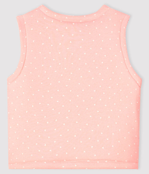 Baby Girls' Reversible Sleeveless Vest in Padded Rib Knit pink/white