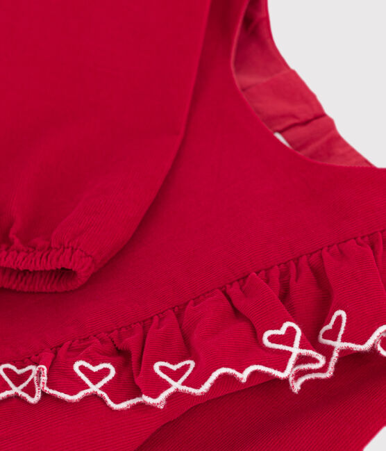 Children's long-sleeved plain corduroy dress TERKUIT red