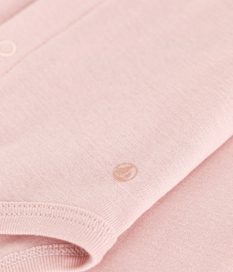 Babies' Long-Sleeved Cotton Bodysuit With Ruffle Collar pink