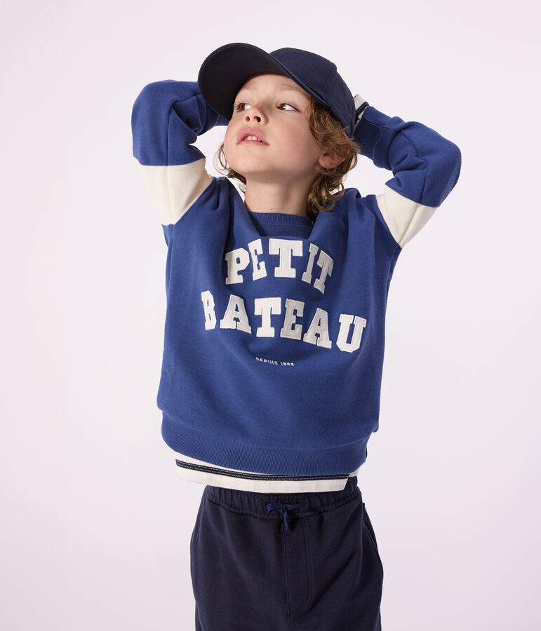 Children's cotton sweatshirt blue/ecru