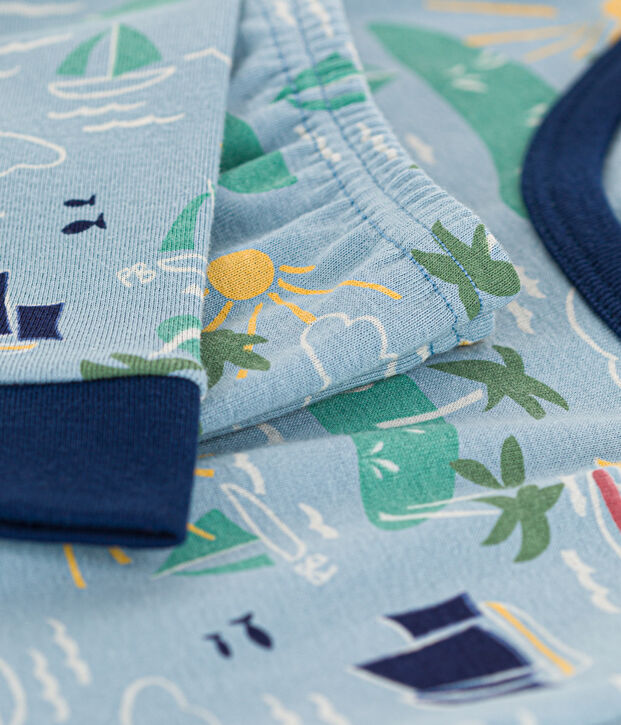 Children's unisex snug-fit Explorer cotton pyjamas blue/multicolor