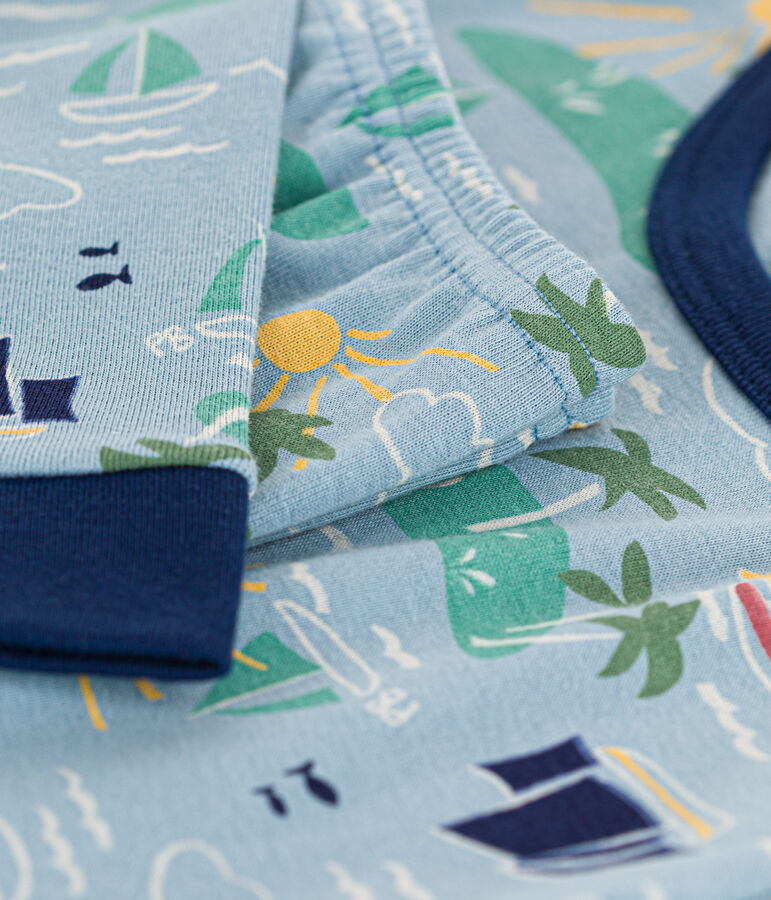 Children's unisex snug-fit Explorer cotton pyjamas blue/multicolor