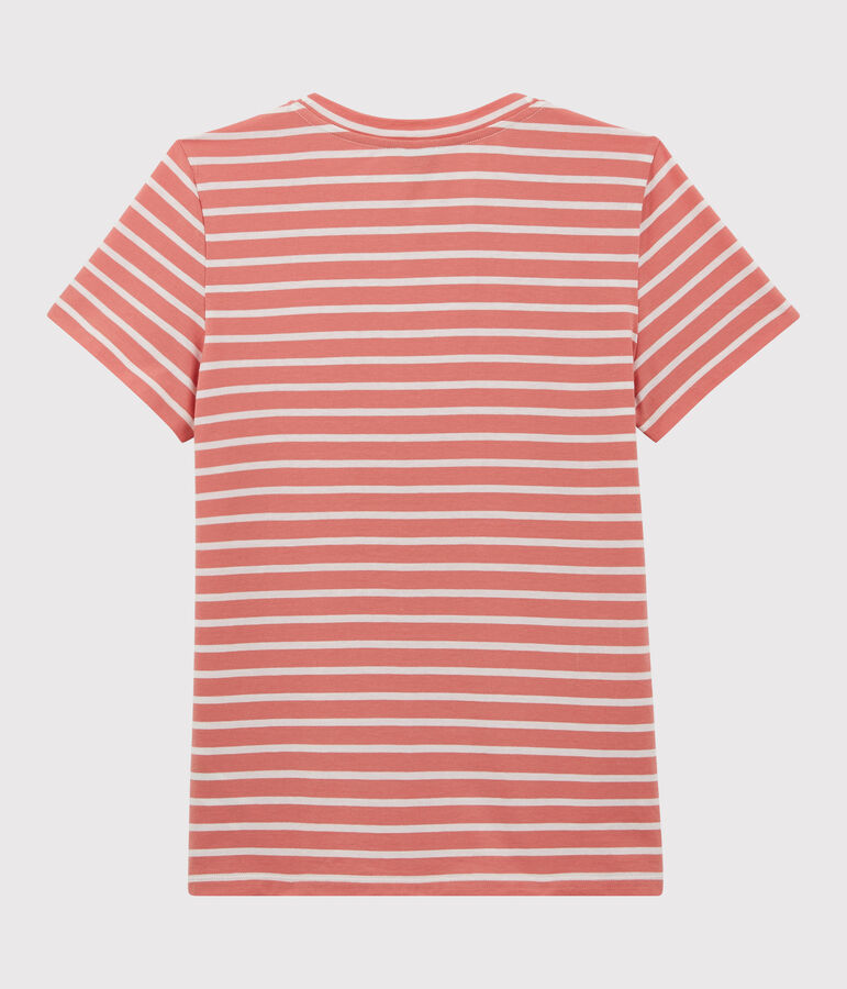 Women's Straight Fit Organic Cotton Round Neck T-Shirt PAPAYE pink/MARSHMALLOW