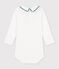 Babies' plain cotton body with an embroidered collar white